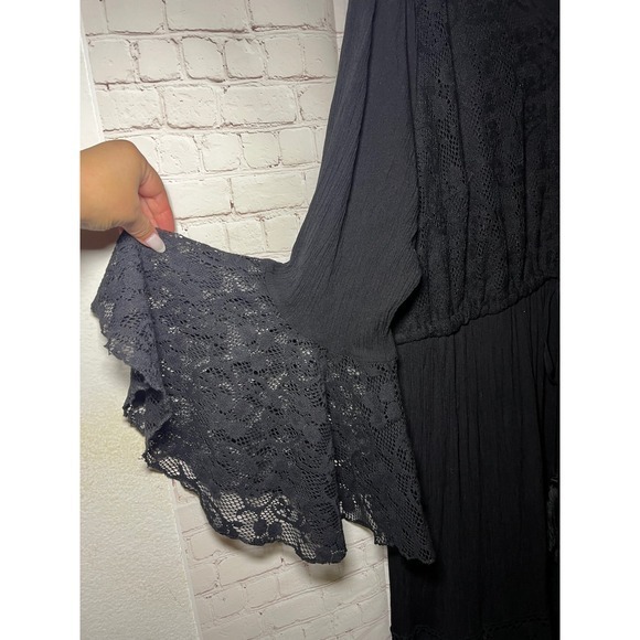City Chic Tisha Black Lace Maxi Dress Bell Sleeve Boho Whimsigoth Plus Sz XL‎ 22 - Picture 8 of 11